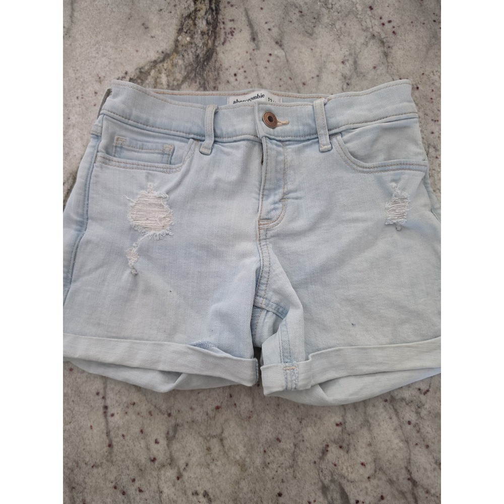 Abercrombie  kids midi shorts light denim light distress 13/14